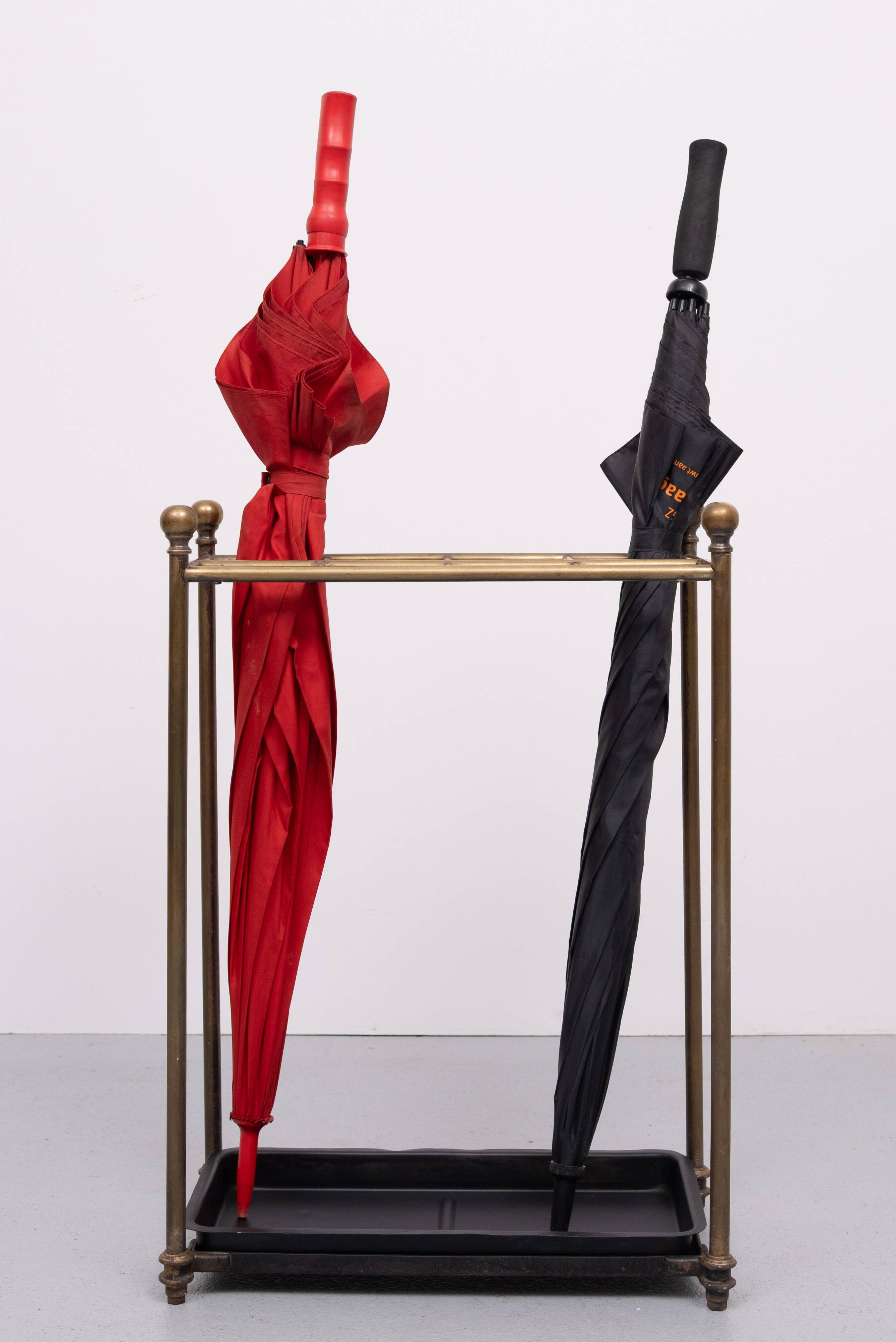 Rectangular Brass And Cast Iron Umbrella Stand. French. Circa 1900