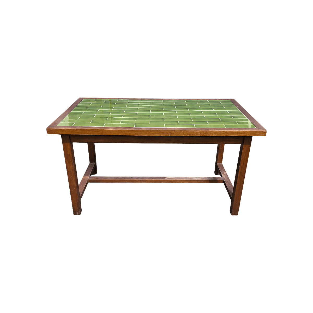 Vintage French dining table with green tiles, 1950s/60s.