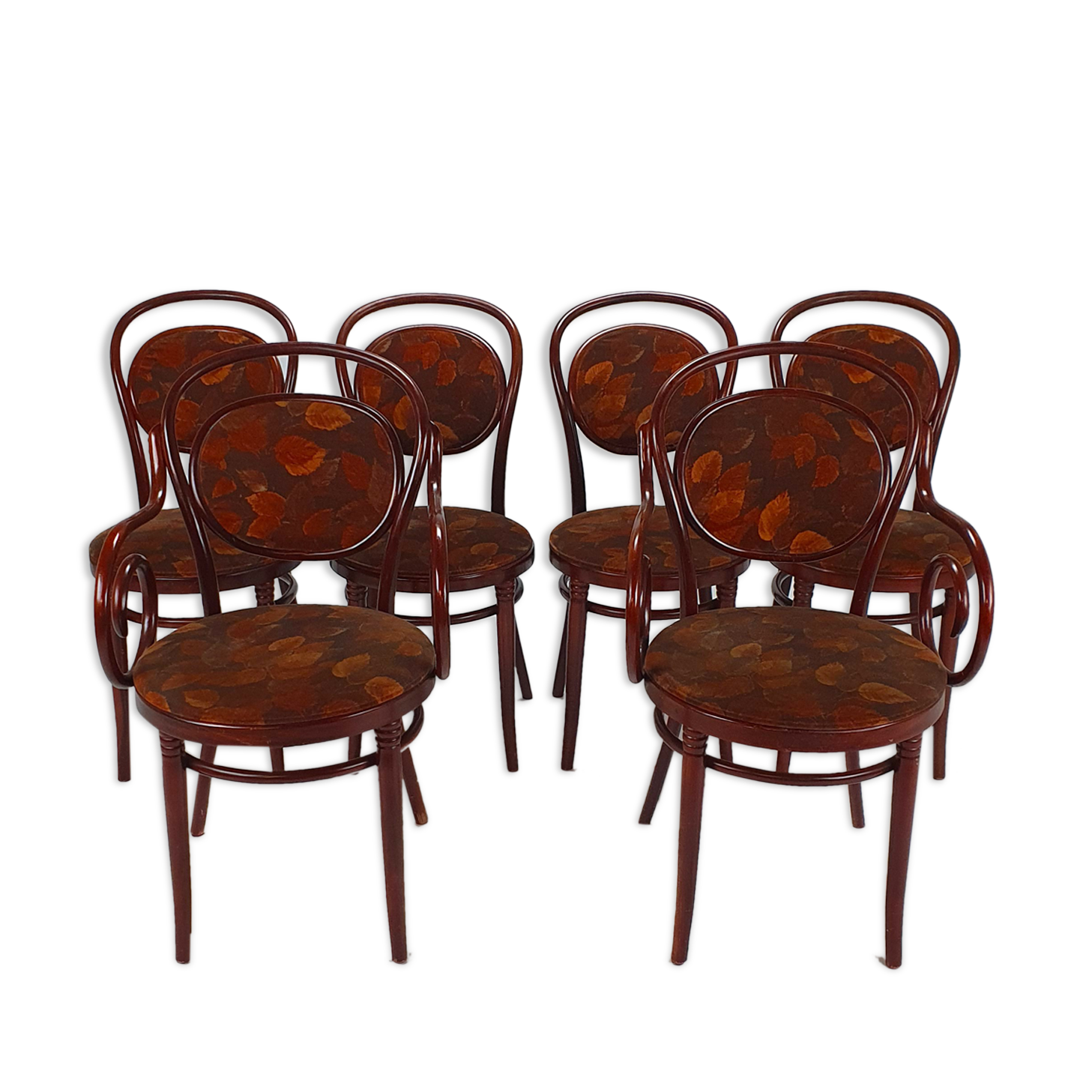 Ensemble de 6 chaises de salle à manger en bois de cerisier, années 1970