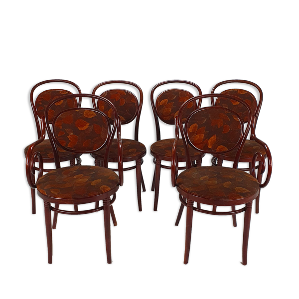 Ensemble de 6 chaises de salle à manger en bois de cerisier, années 1970