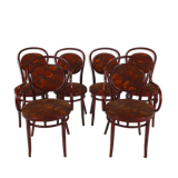 Set of 6 cherry bentwood dining chairs, 1970s