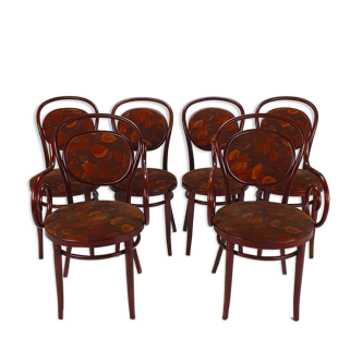 Set of 6 cherry bentwood dining chairs, 1970s