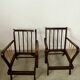 Set 2 old designer fireside chairs from the 50s wood and vintage fabric