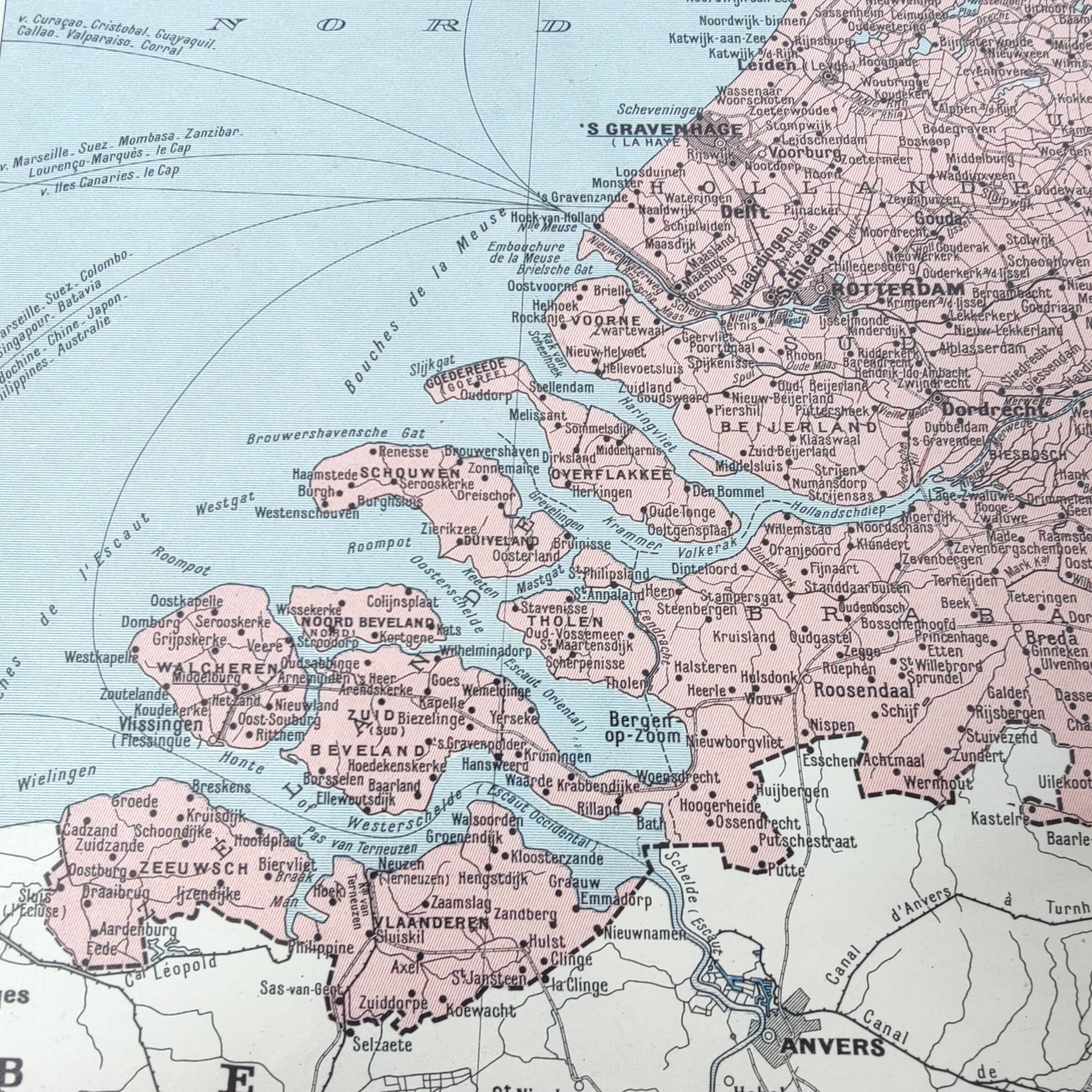 Map of the Netherlands Amsterdam Rotterdam 43x43cm from 1950