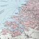Map of the Netherlands Amsterdam Rotterdam 43x43cm from 1950