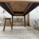 Table de ferme noyer pieds fuseaux 1950