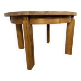 Round table with 1 extension in solid elm Regain, diameter 120 cm.