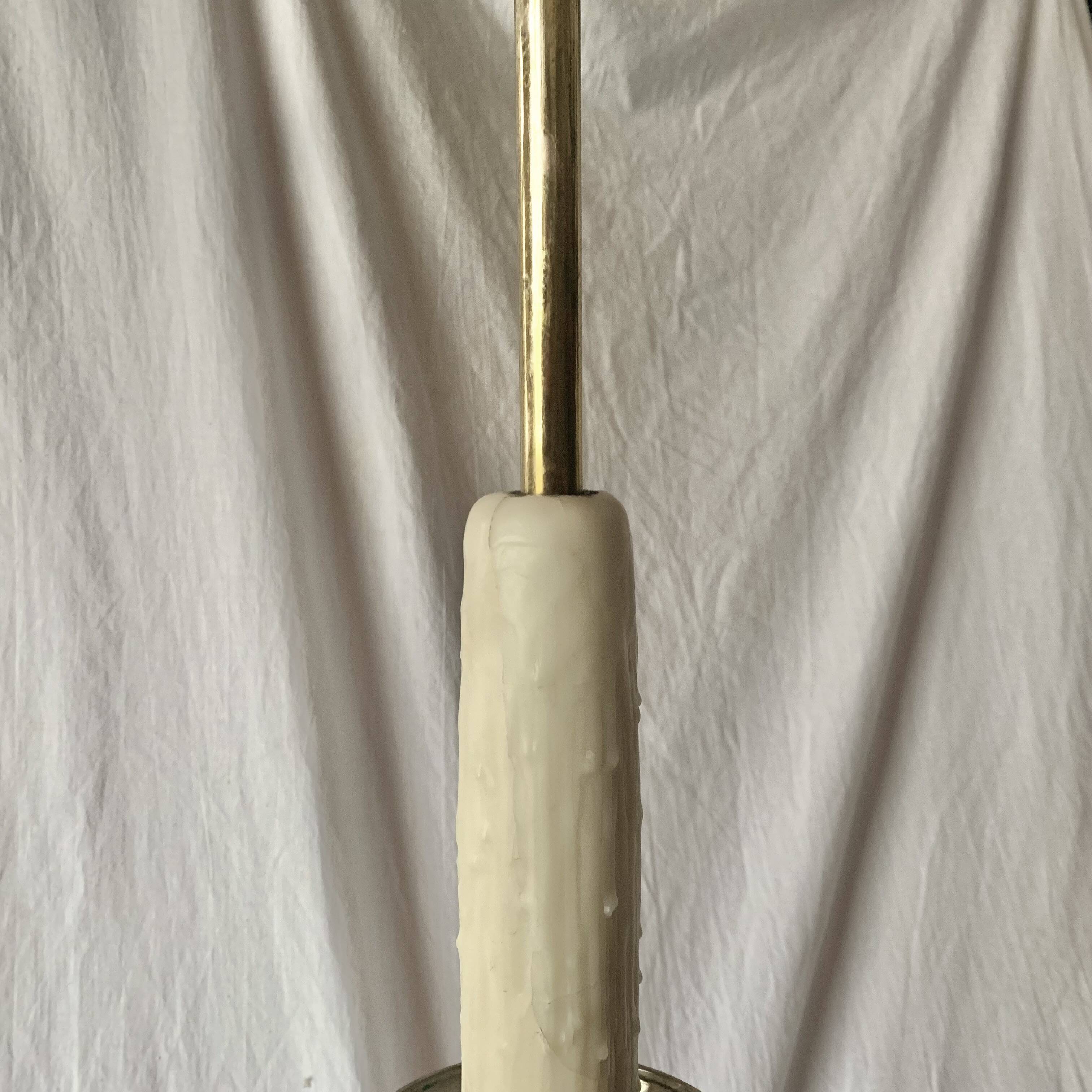 Antique large brass candlestick lamp base