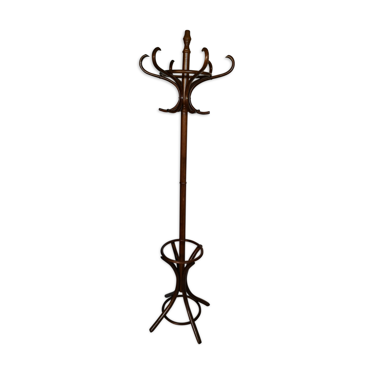 Dark wooden parrot coat holder 12 patères