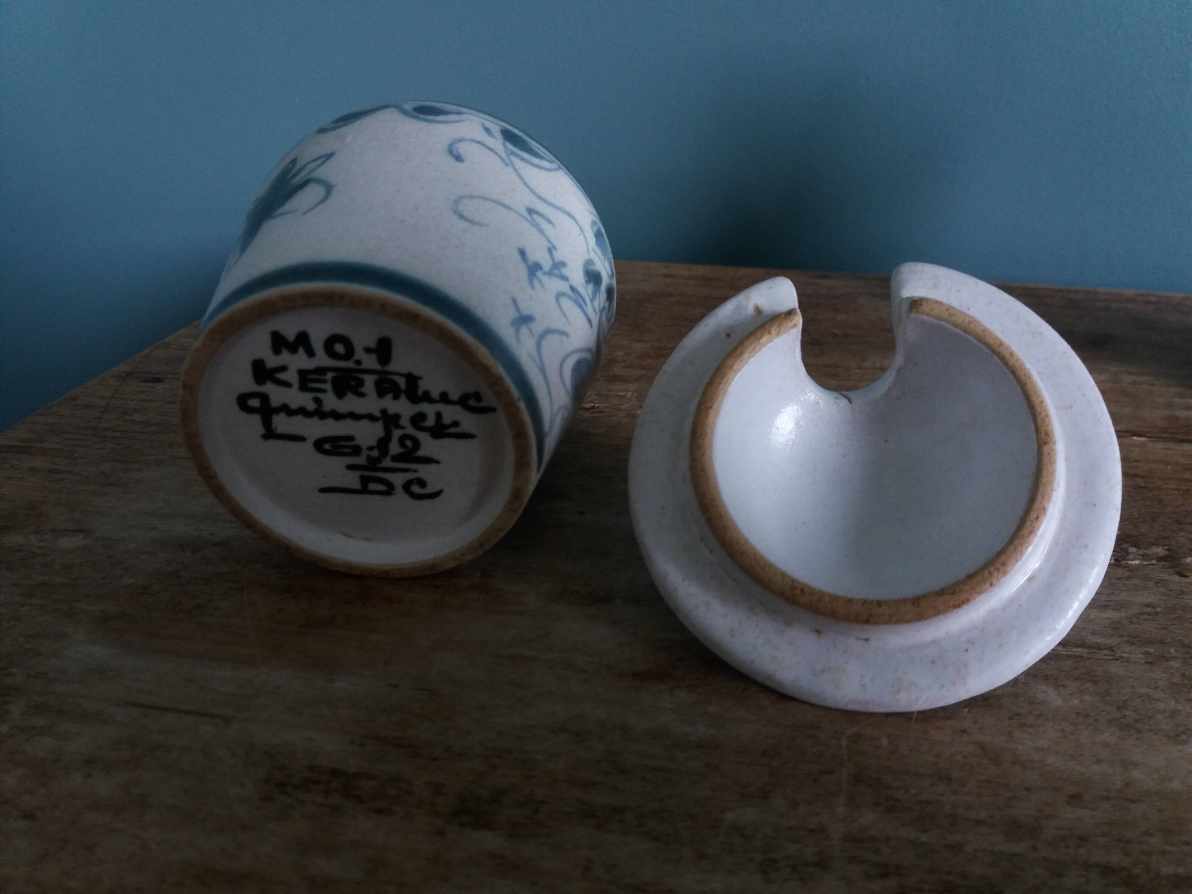 Keraluc Quimper mustard pot by Denise Campion