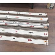 Vintage Turkish Hand-Knotted Wool Cotton White Kilim Runner Rug 65x140