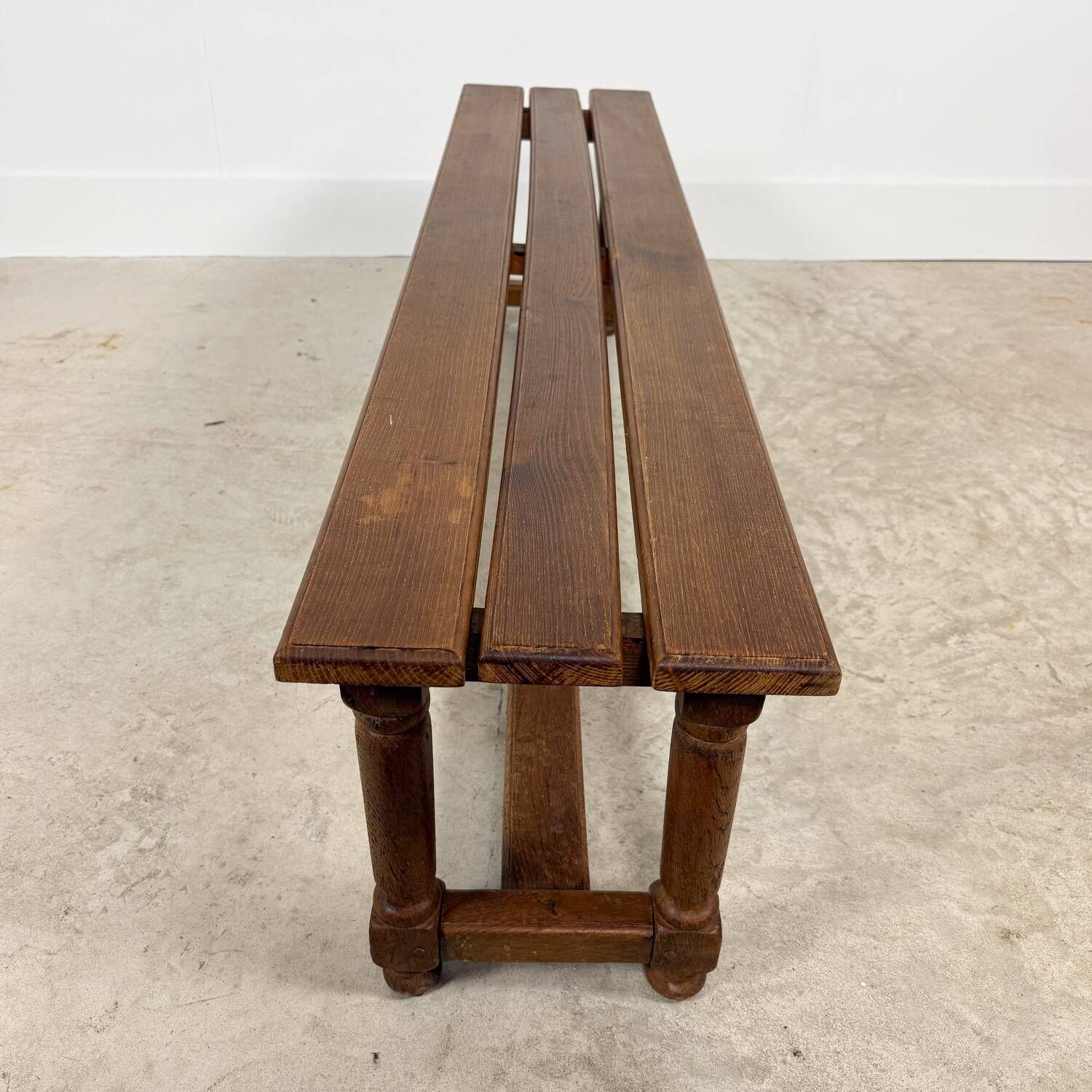 Pair of Antique Oak Benches with Turned Legs
