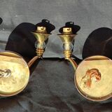 Pair of bronze and glass/neoclassical wall lamps