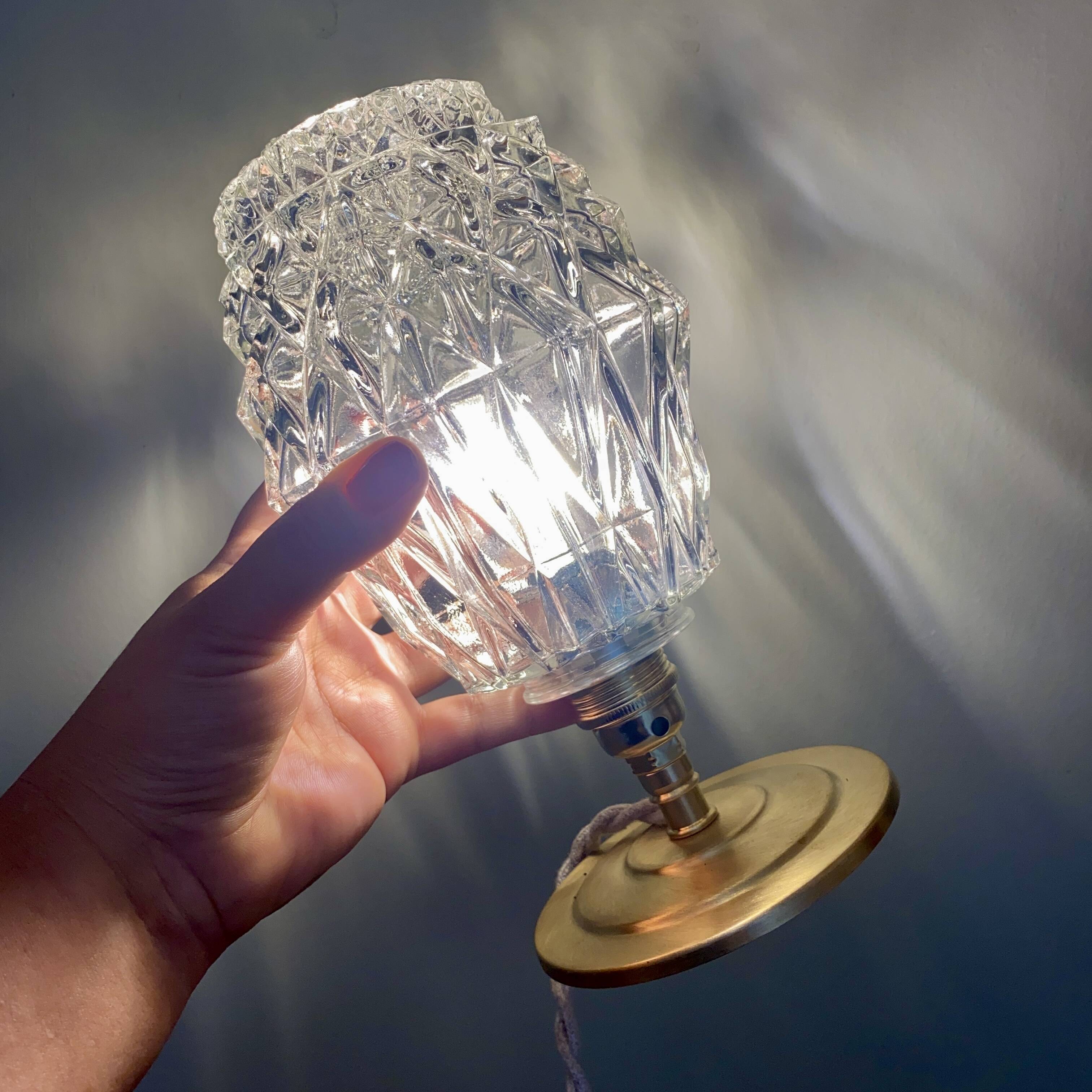 Vintage globe table lamp in molded glass