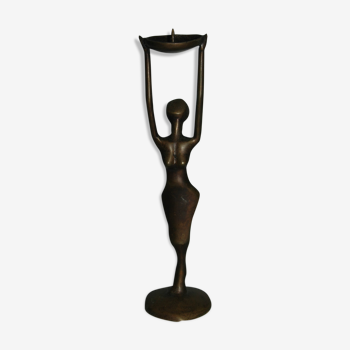 Candleless cariatid candle in bronze