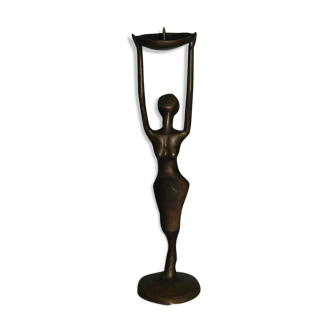 Candleless cariatid candle in bronze