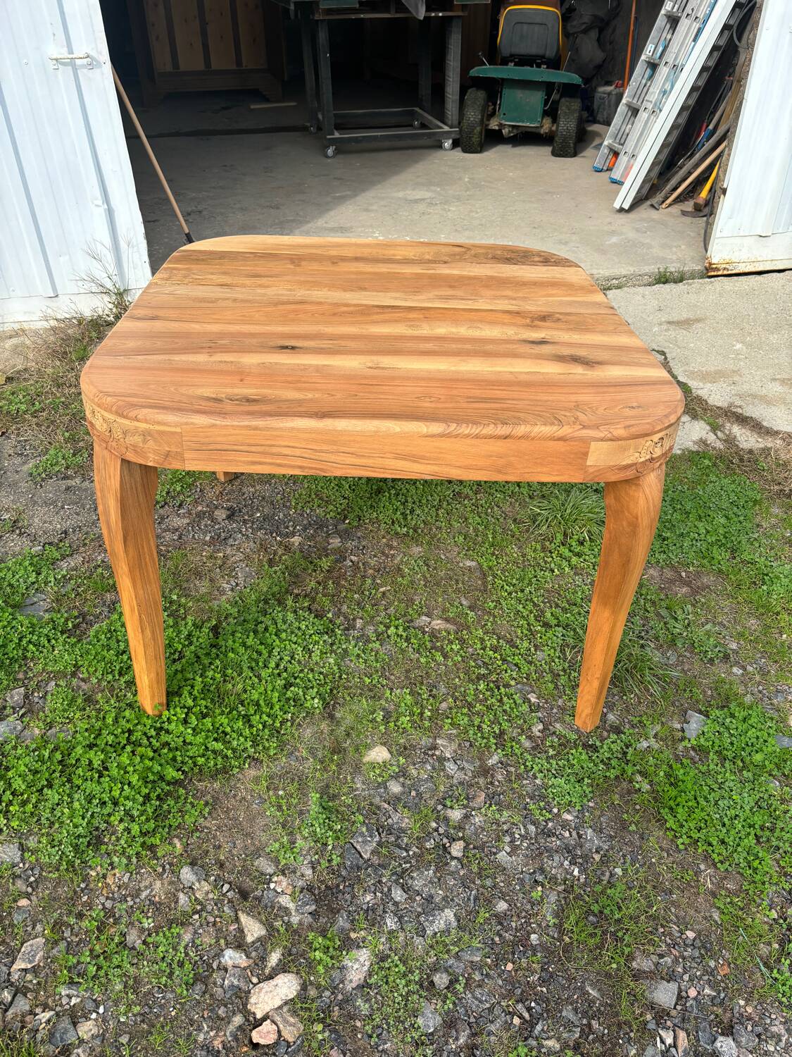 Art deco table in natural wood