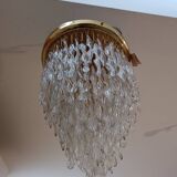 Cascading chandelier with wavy Murano crystals, 1970s