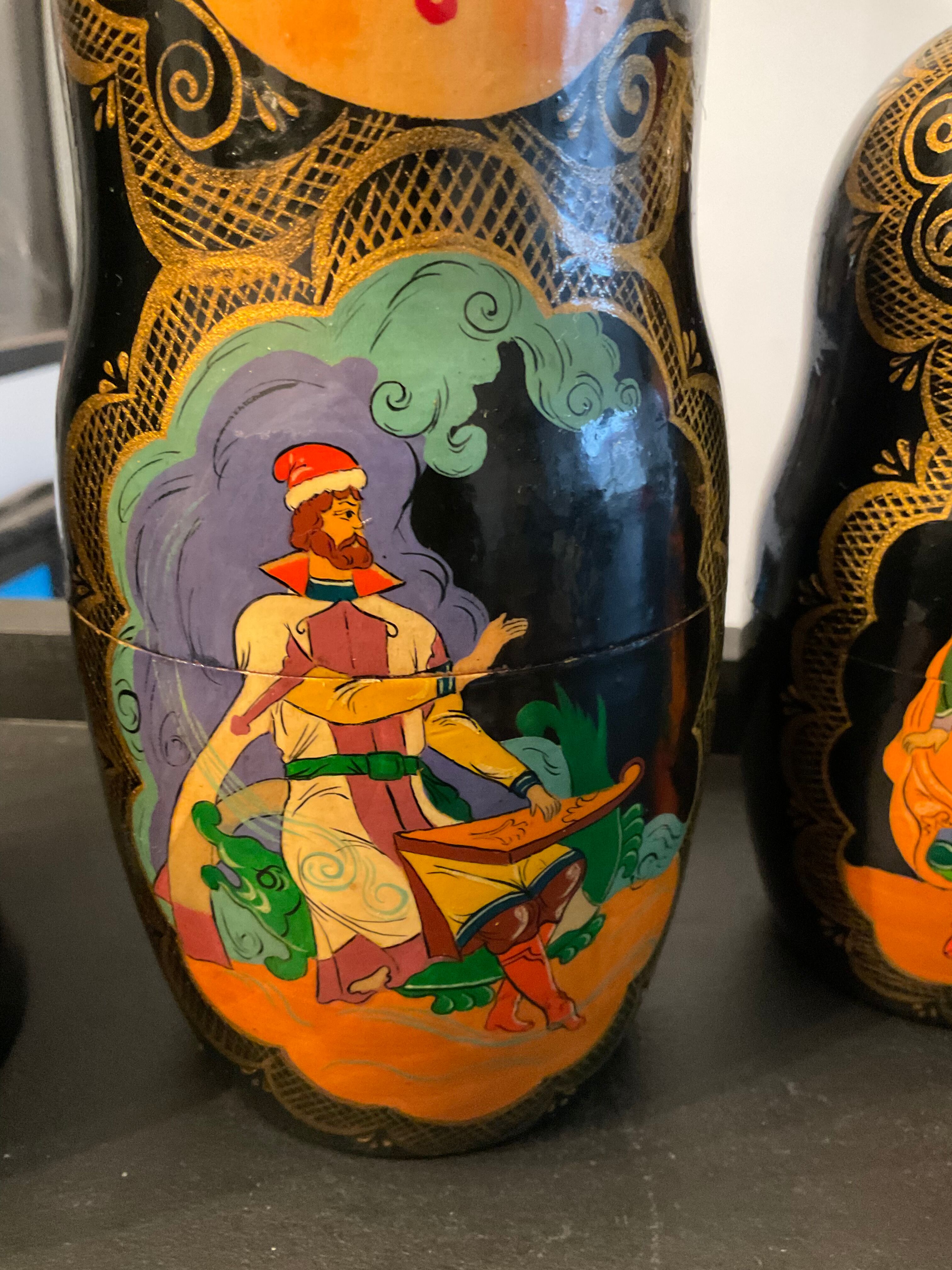 Series of 10 old Russian Matryoshka dolls