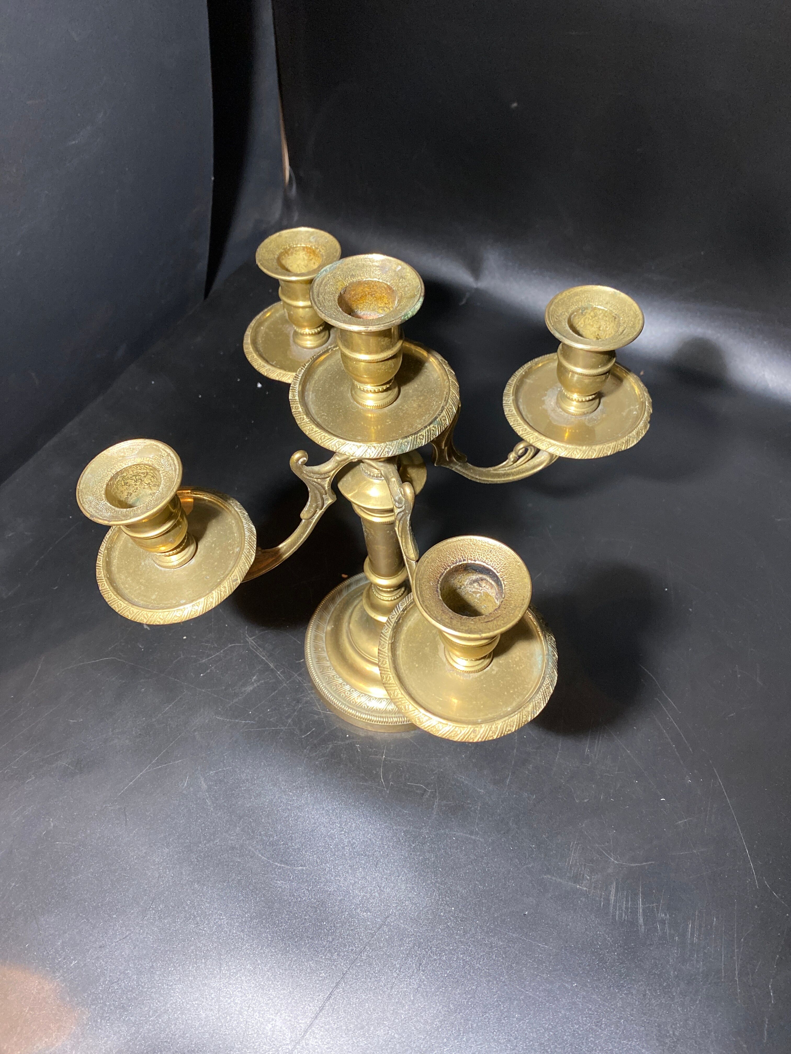 Pair of gilded metal candle holders