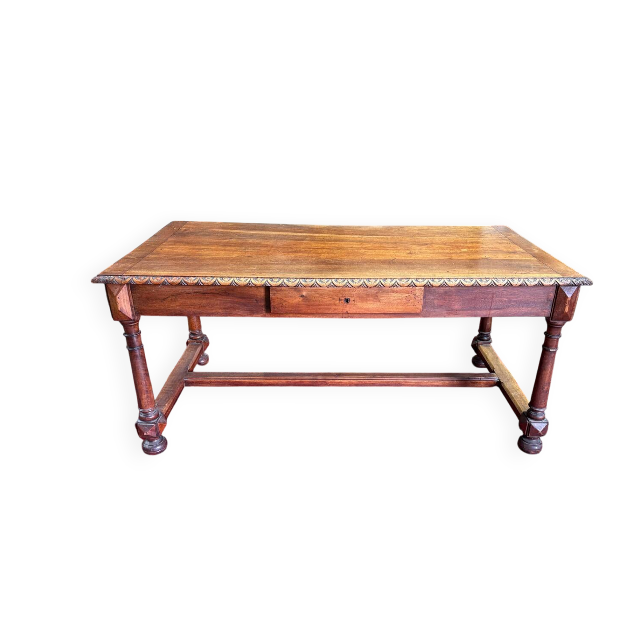 Large antique carved wooden desk in Renaissance style