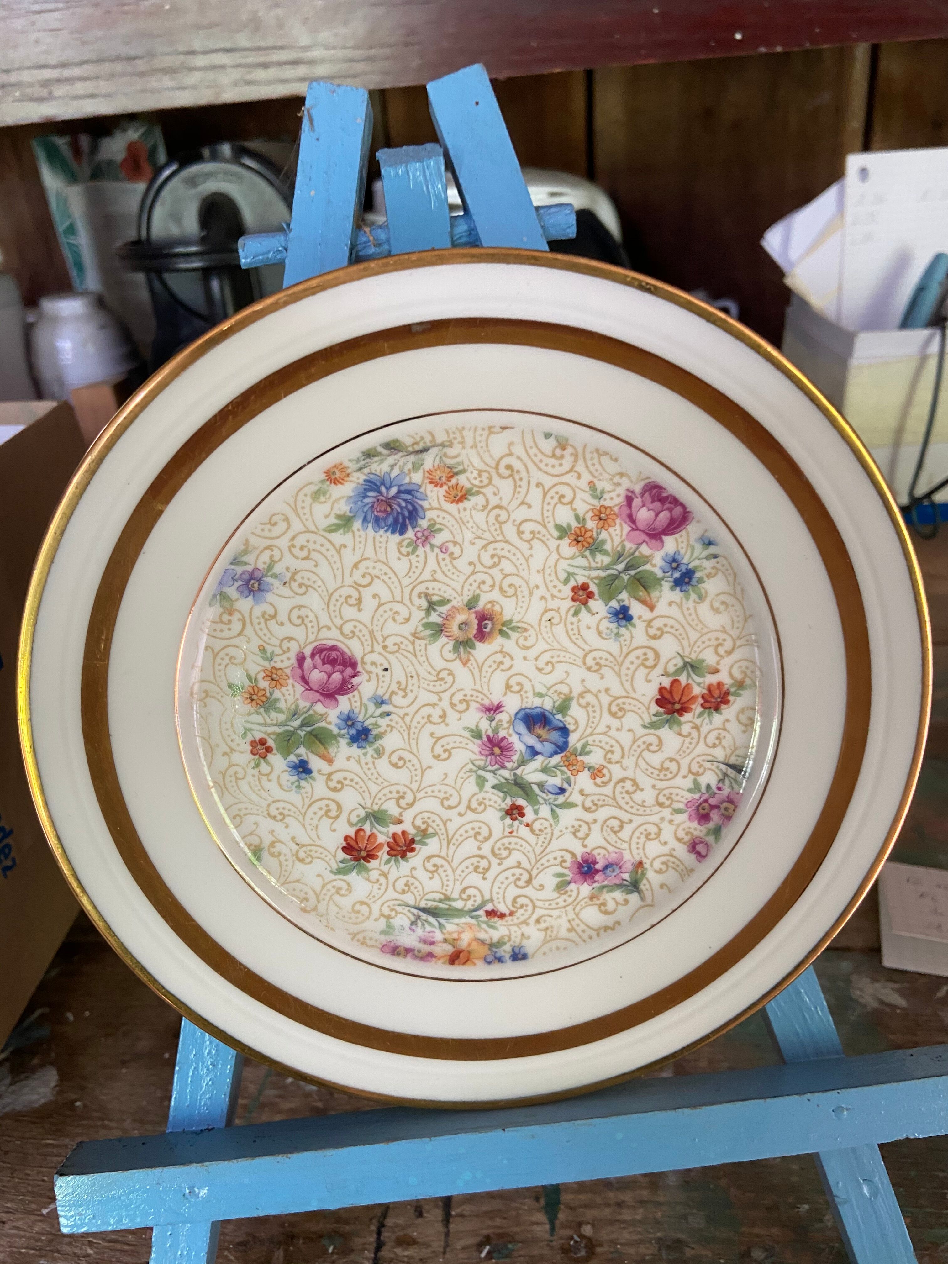 Service à dessert décor floral porcelaine de Limoges