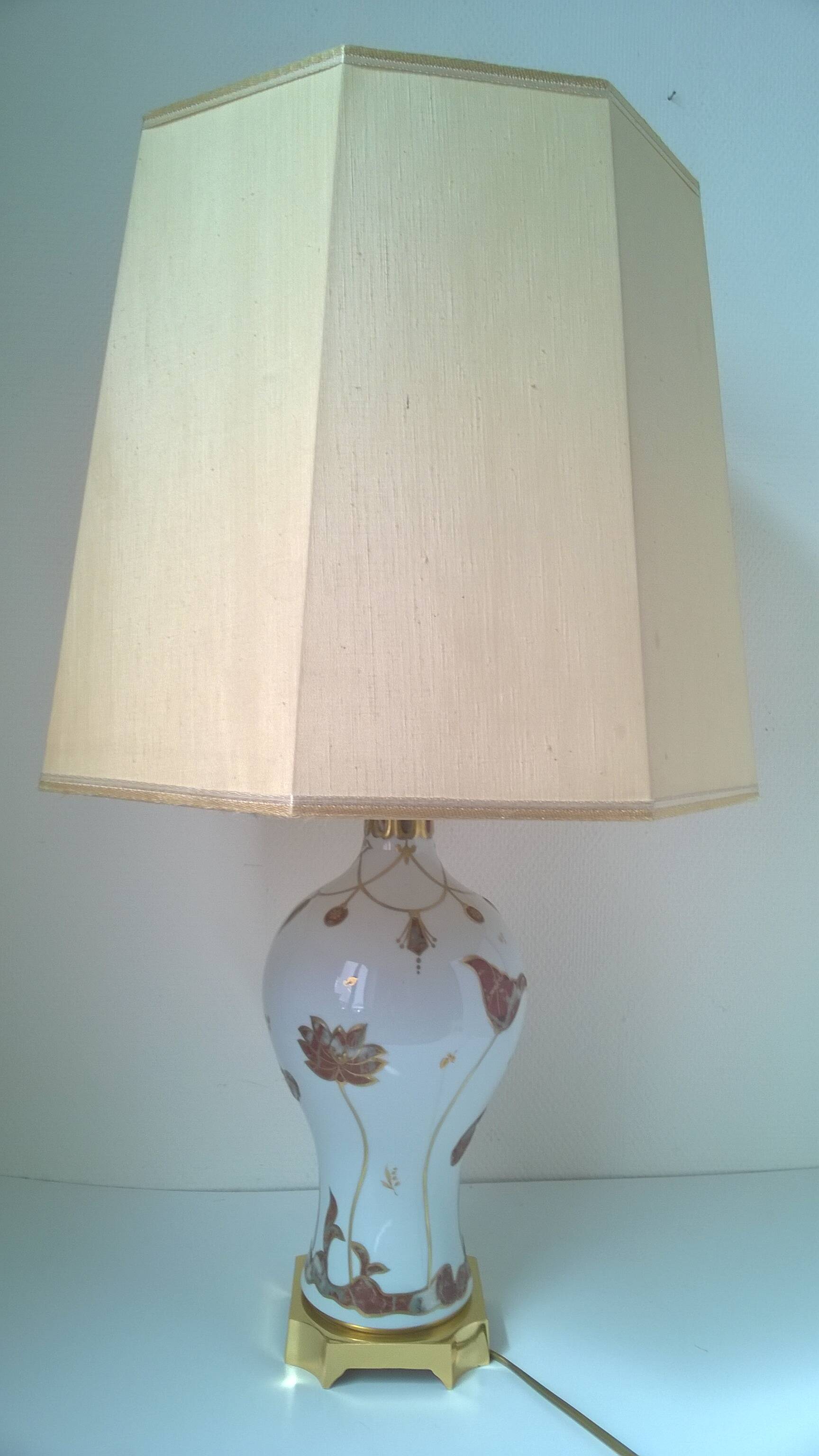 Porcelain and brass lamp by GIULIA MANGANI c.1980