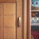 Vintage wooden wardrobe with sliding doors