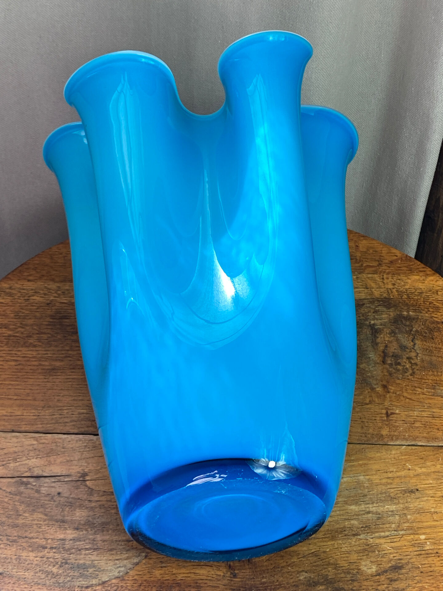Large multi-layer glass handkerchief vase