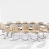 Maria Pergay steel and brass dining table Gerbe 1970