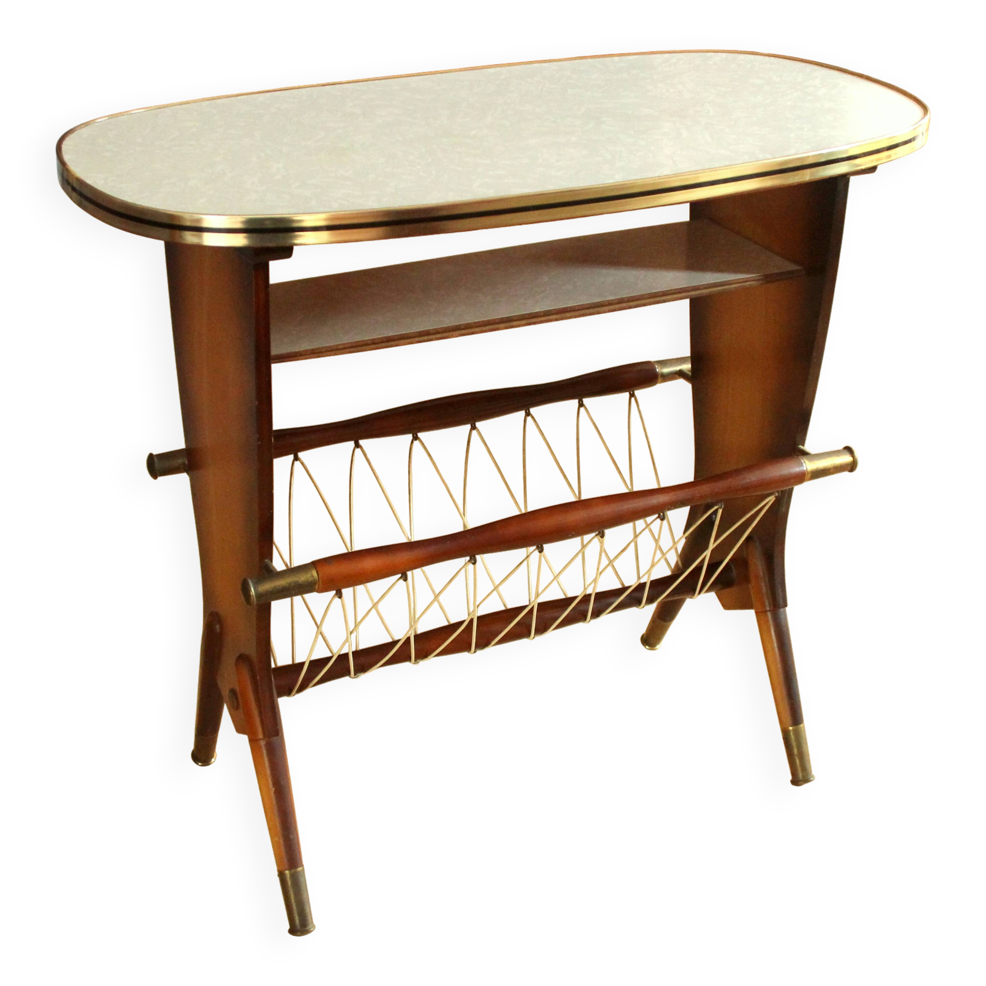 Original 1950s side table with magazine rack - Vintage