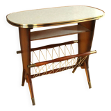 Table d'appoint originale des années 1950 avec porte-revues - Vintage
