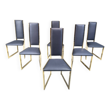 Vintage brass dining chairs set of 6 - 1970s