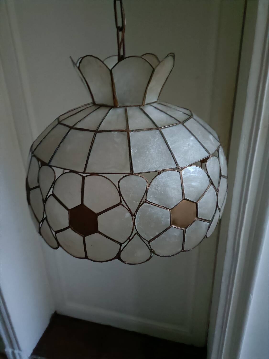 Mother-of-pearl and brass lampshade