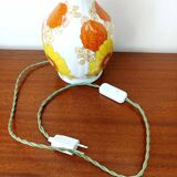 1970s lamp with flowers and custom-made leather lampshade