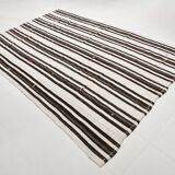 7x10 Beige & Brown Handwoven Turkish Kilim Rug, 206x304 Cm