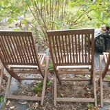 4 teak comb chairs