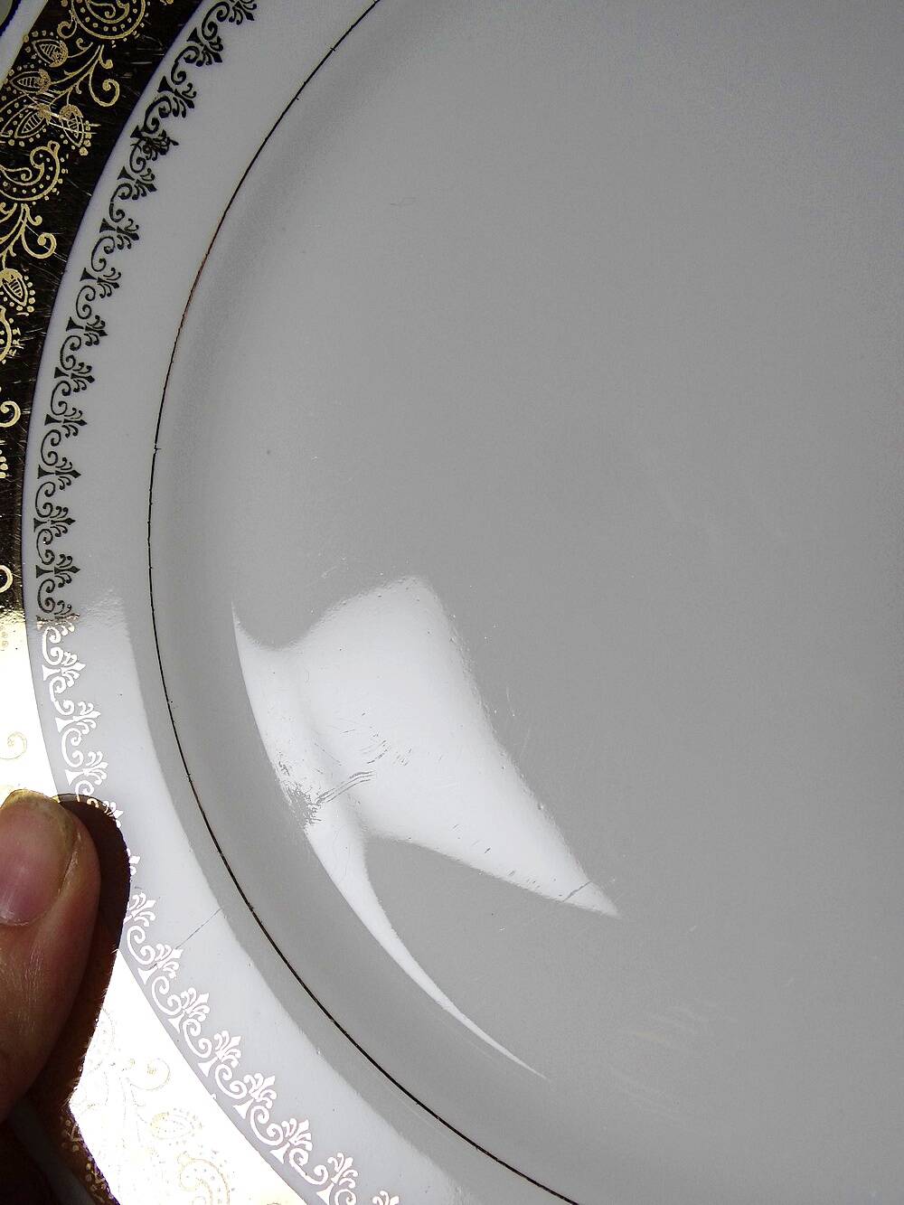 Set of 6 vintage flat plates ADP L Royal Limoges, gilded porcelain - 2