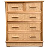 Vintage rattan and woven wicker chest of drawers 1970