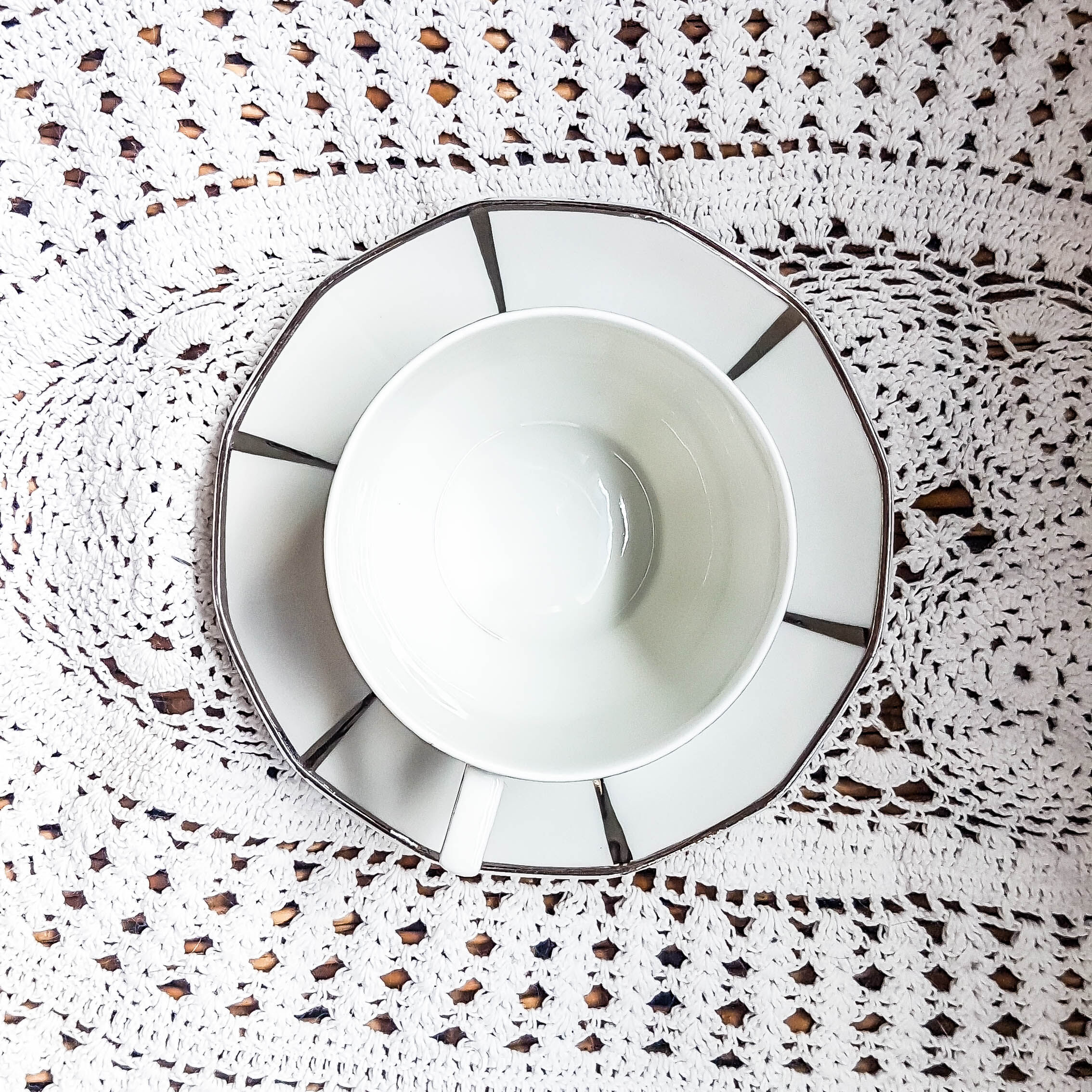 LIMOGES White and Silver Art Deco Style Coffee Service