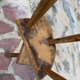 Pair of solid oak truss tripod stools