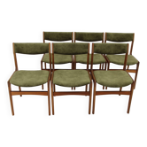 Ensemble de six chaises à manger danoises en teck des années 1960, restaurées
