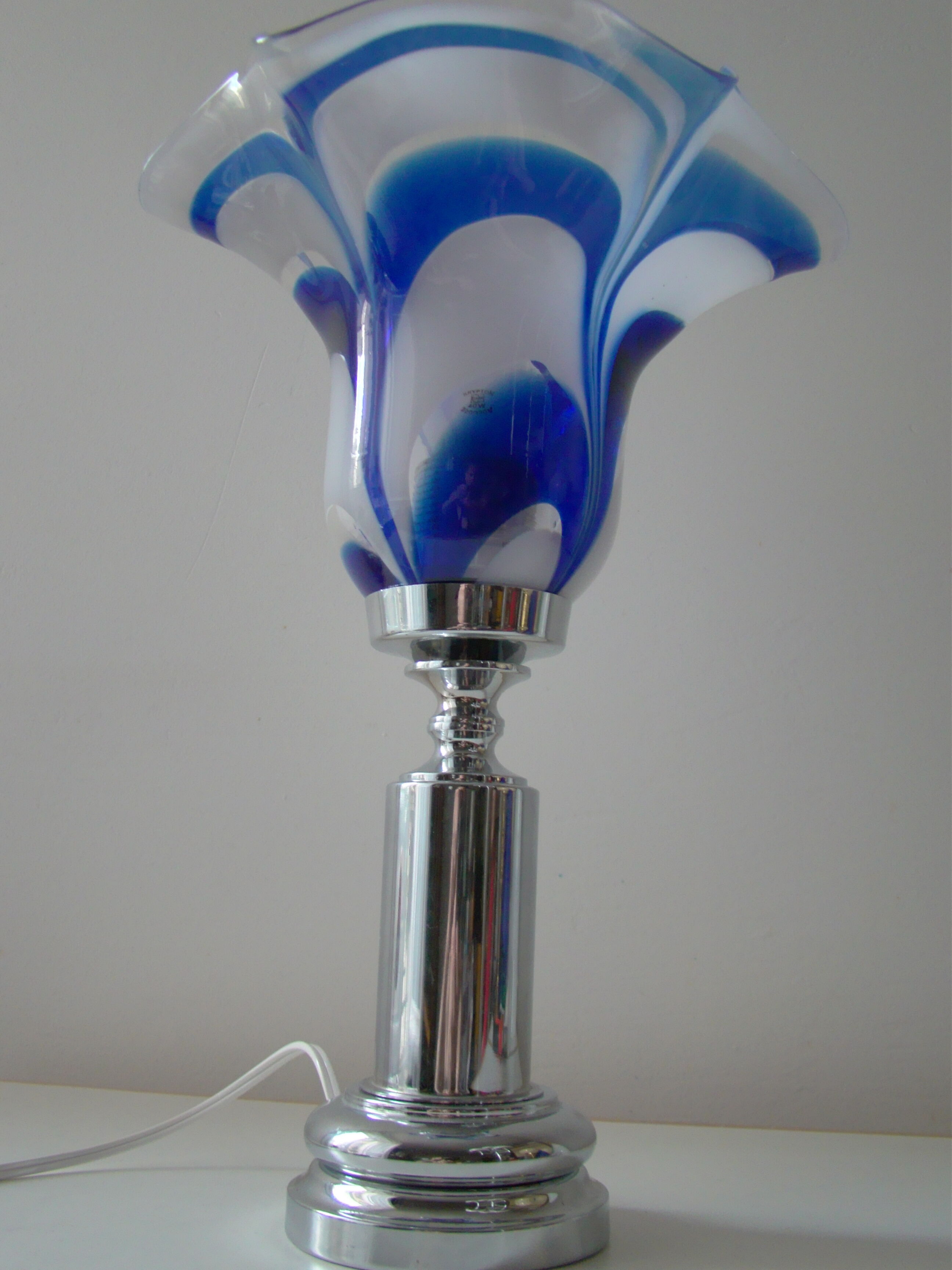 Vintage blue glass lamp Mazzega