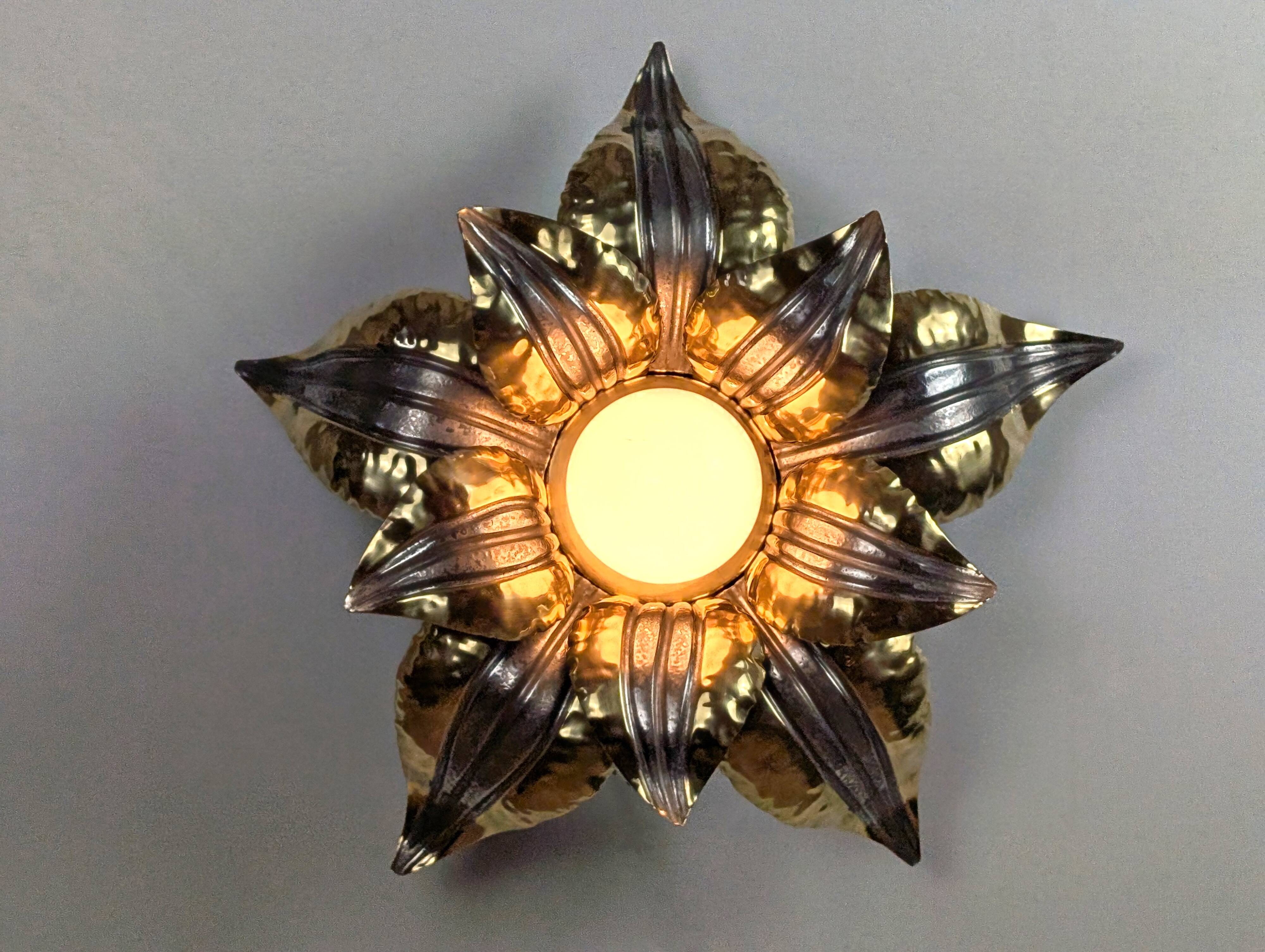 70's Brutalist Brass Wall/Ceiling Light