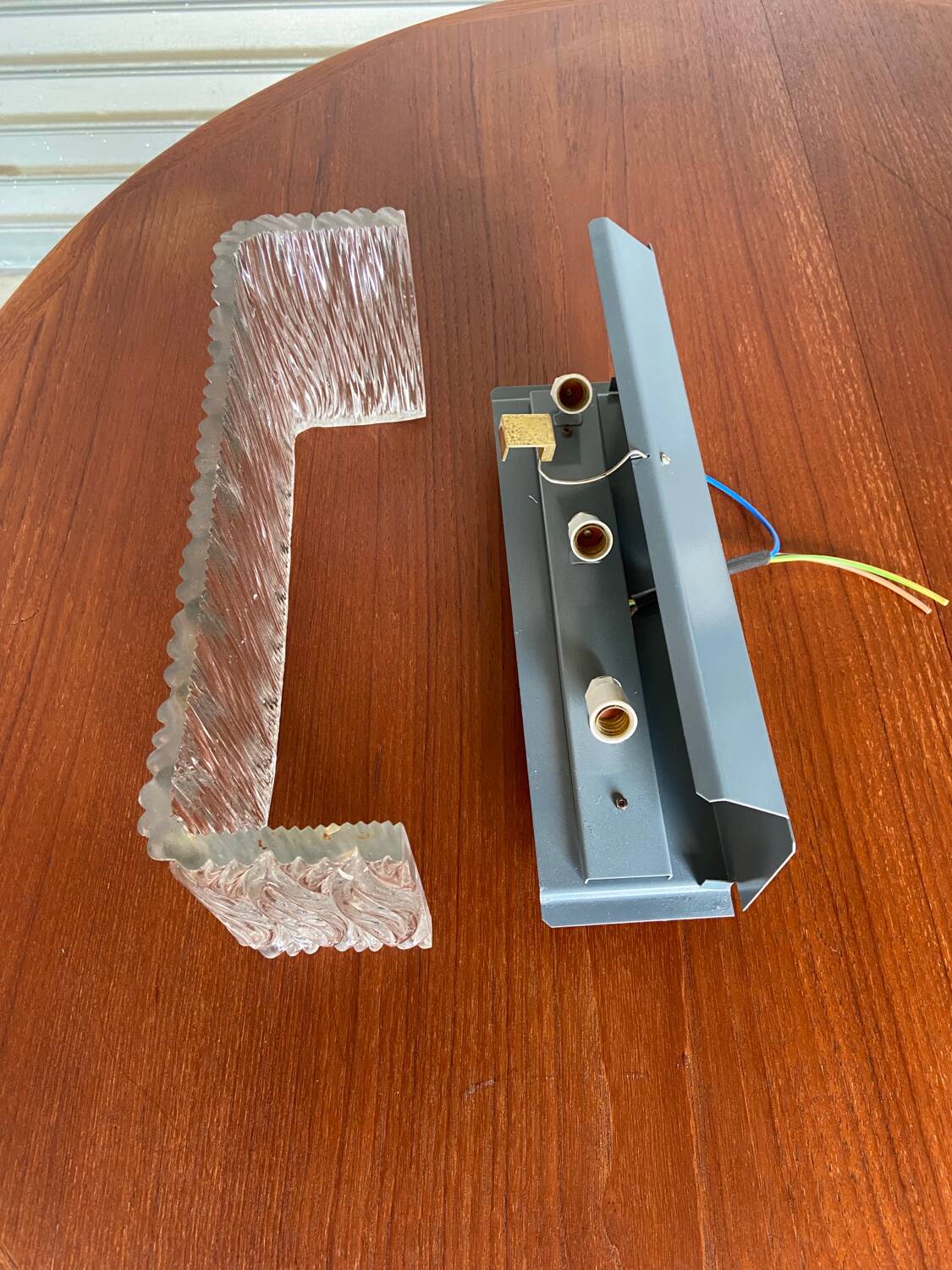 3 molded glass sconces 1950