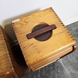 30s Industrial Tambour-Front Oak Cabinet, Portable Form