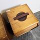 Industrial oak tambour cabinet from the 1930s, portable shape.
