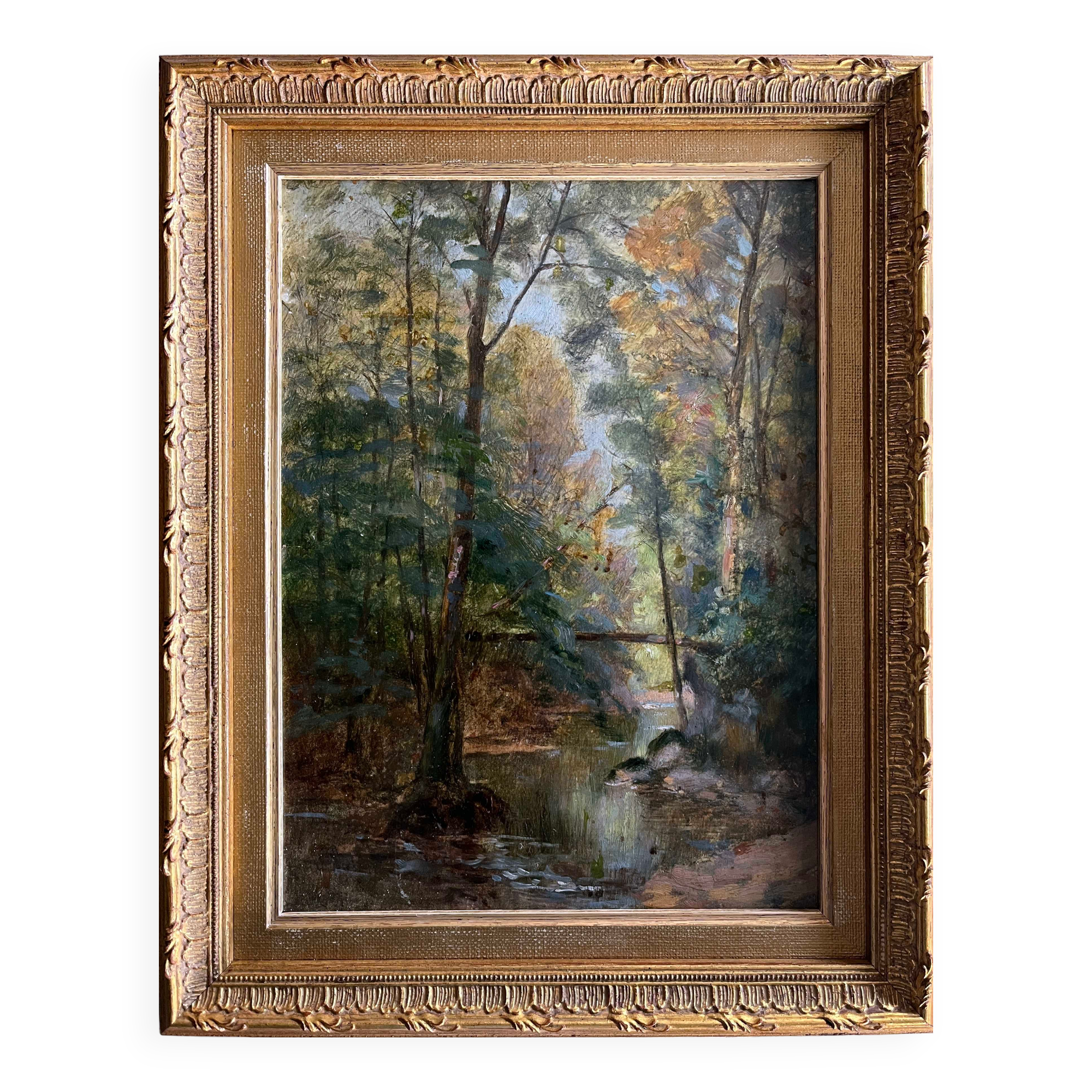 Tableau HSP "Underwood Landscape" Paul Bruet (Montbéliard) around 1900