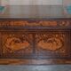 Bureau à caissons jumelés double face avec marqueterie hollandaise antique