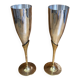 Paire Flûte Champagne Métal Chromé + Doré Vintage #E368
